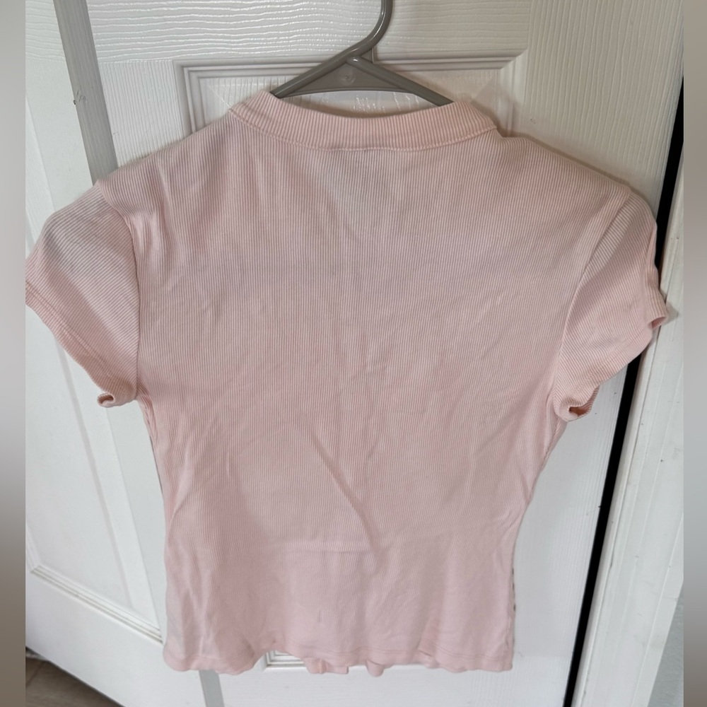 Reformation Raelynn Button Front Organic Cotton Knit Top in Sorbet (Size Small) - Picture 6 of 15